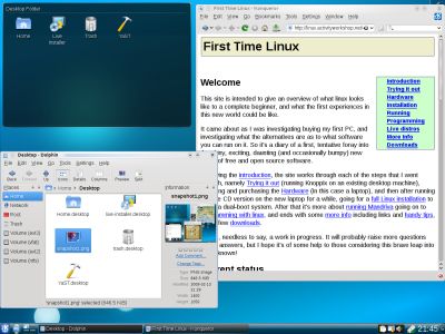 screenshot of KDE 4.2 showing dolphin and konqueror