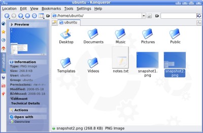 screenshot of Kubuntu 8.04 showing Konqueror
